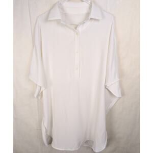 Locker Room white batwing tunic top Med Minimal Preppy Celestial Quiet Luxury